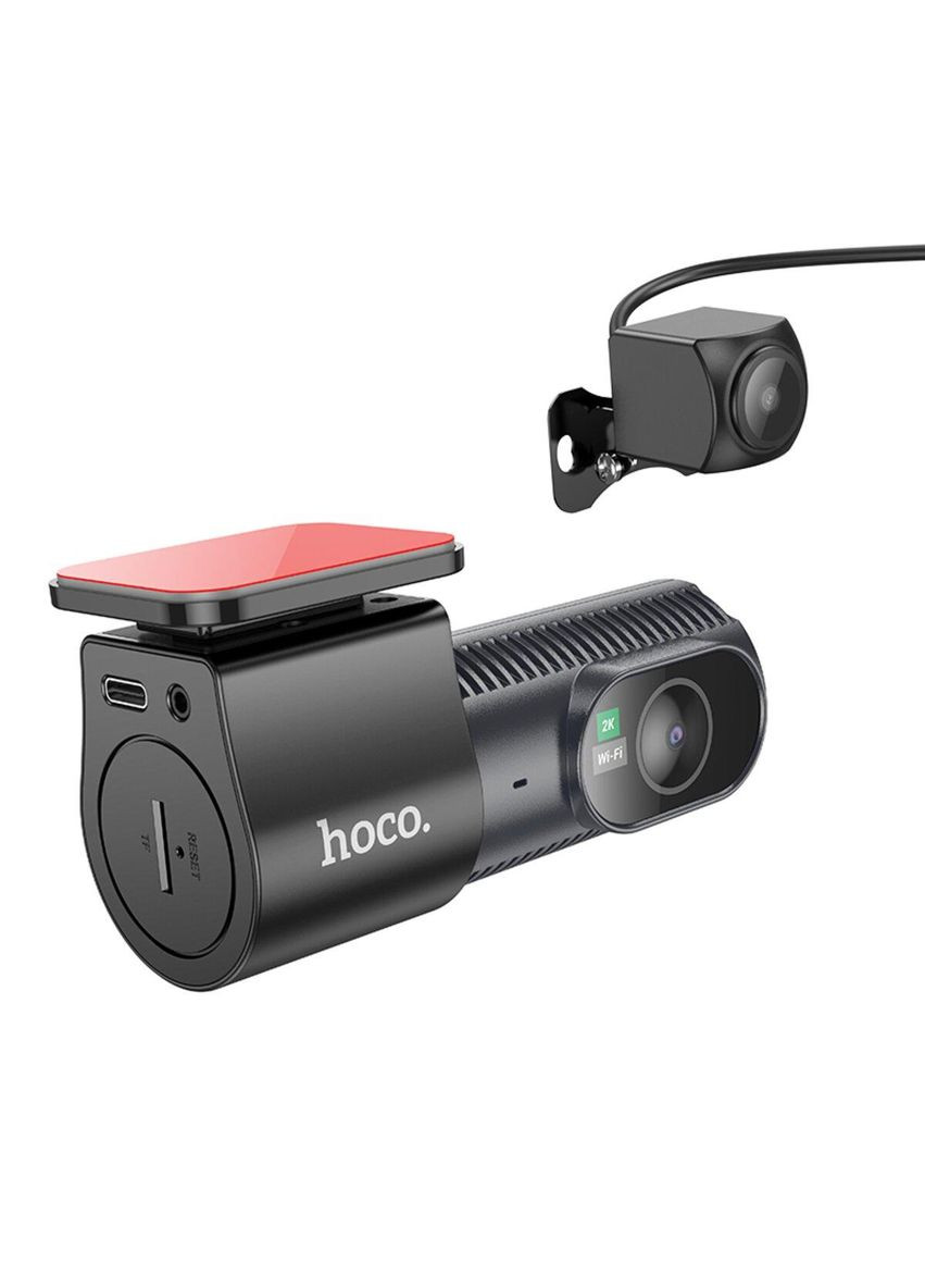 Відеореєстратор DV8 2K з прихованим дисплеєм та камерою заднього виду, чорний Hoco (369472860)