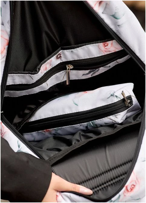 Рюкзак жіночий Brix PJT білий з квітковим білим принтом Sambag (301871420)