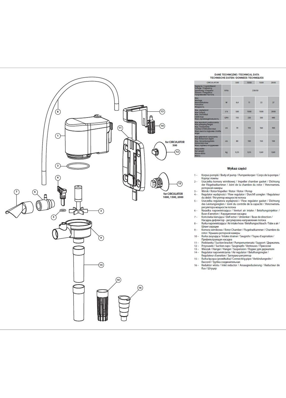 Помпа Circulator 500 для аквариума (5905546131865) Aquael (279563016)