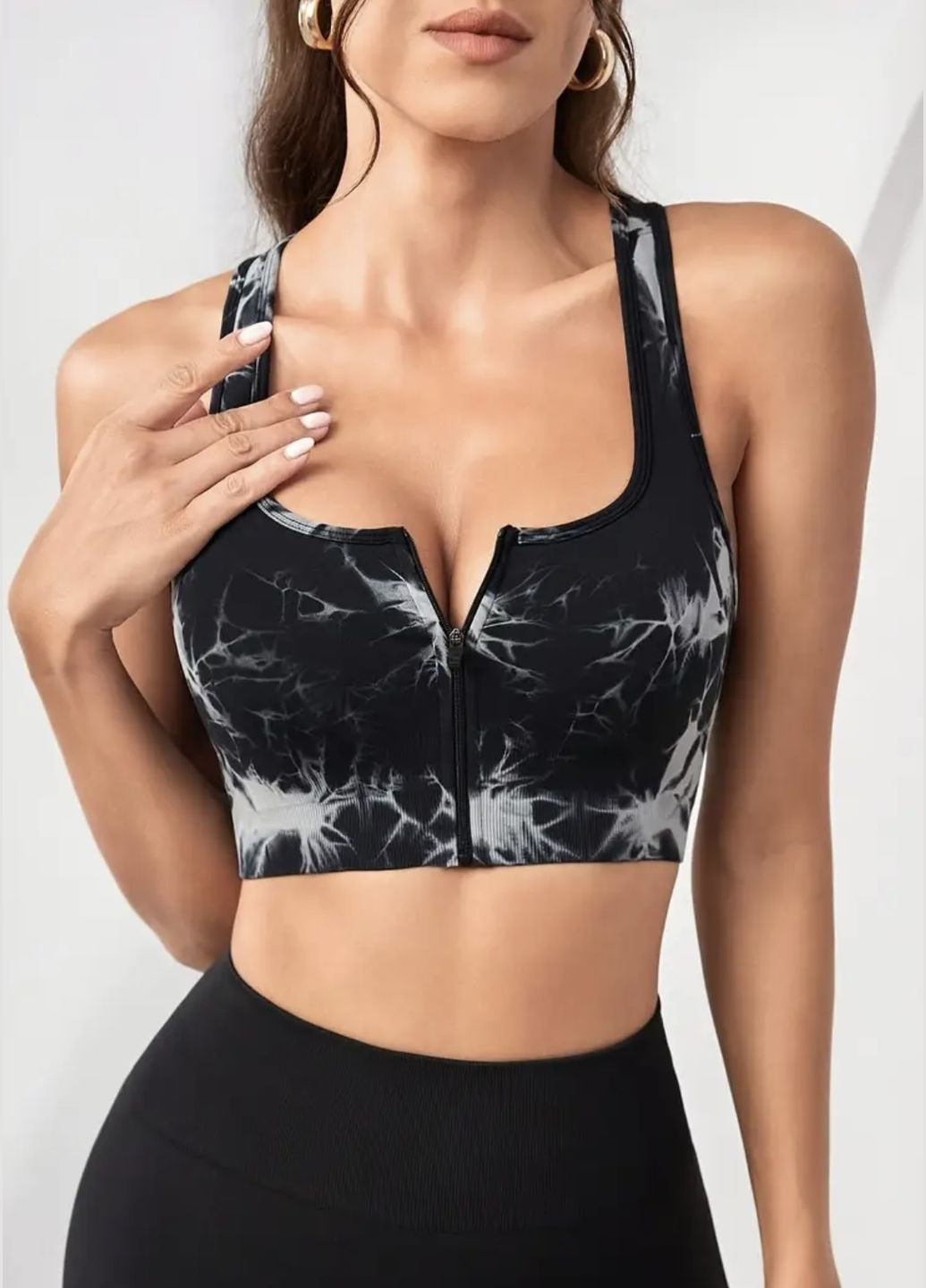 Спортивний топ в стилі тай-дай на блискавці No Brand (323139427)