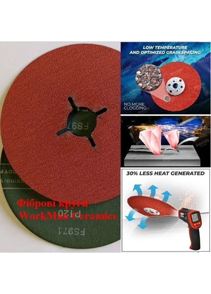 Диск фібровий з керамічним зерном Ceramic P120 00000053608, 22,2;125 - Для КШМ;Китай, зернистість P120, товщина 0,8 мм Workman (395899722)