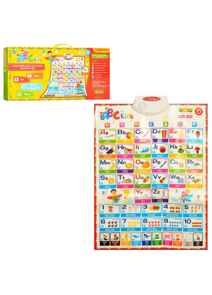 Интерактивный плакат 7031 ENG обучающий, английский, русский, украинский язык, 45 х 62 см No Brand (313288057)