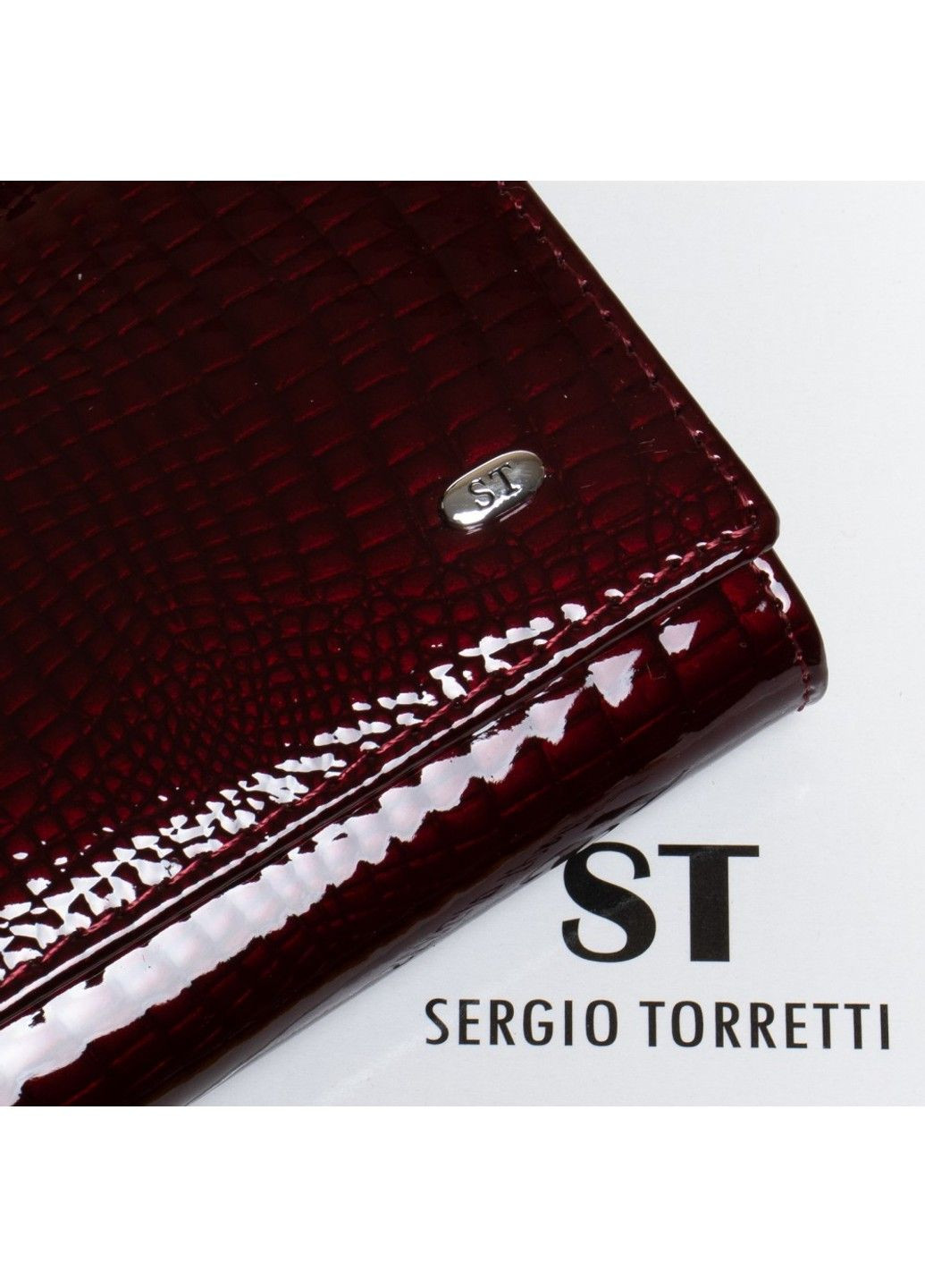 Женский кожаный лаковый кошелек W1-v wine-red Sergio Torretti (278274842)