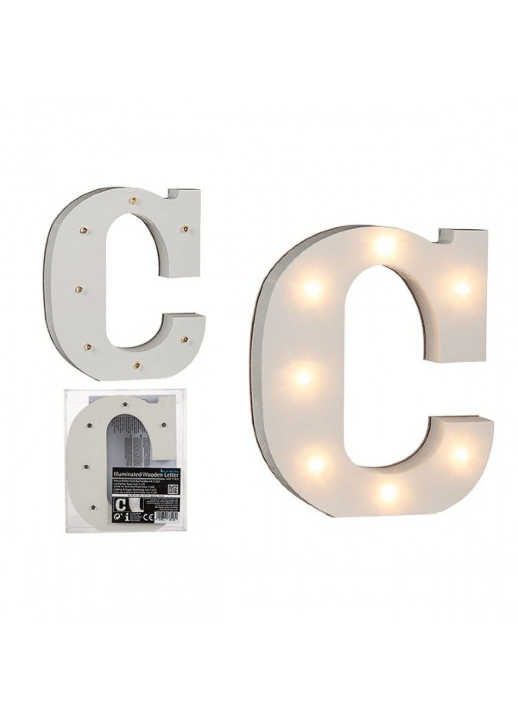 Буква С декоративная с LED подсветкой 16 см OOTB (290561820)