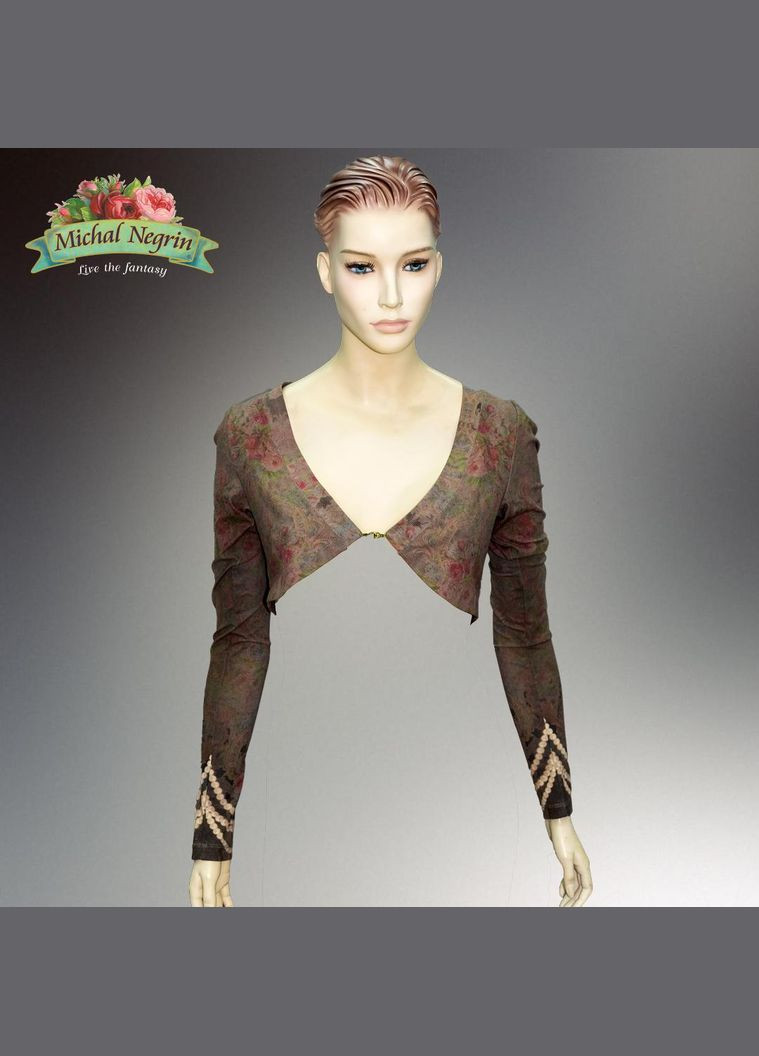 Розовый женский женский пиджак "романтический винтаж" от, ручная работа, размер m Michal Negrin с цветочным узором -