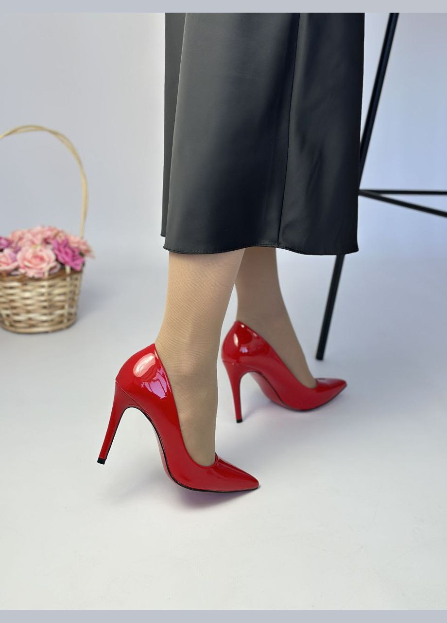 No Brand Червоні лакові туфлі на шпильці туфлі-човники яскраво-червоний з штучна шкіра, — демісезон (324271043)