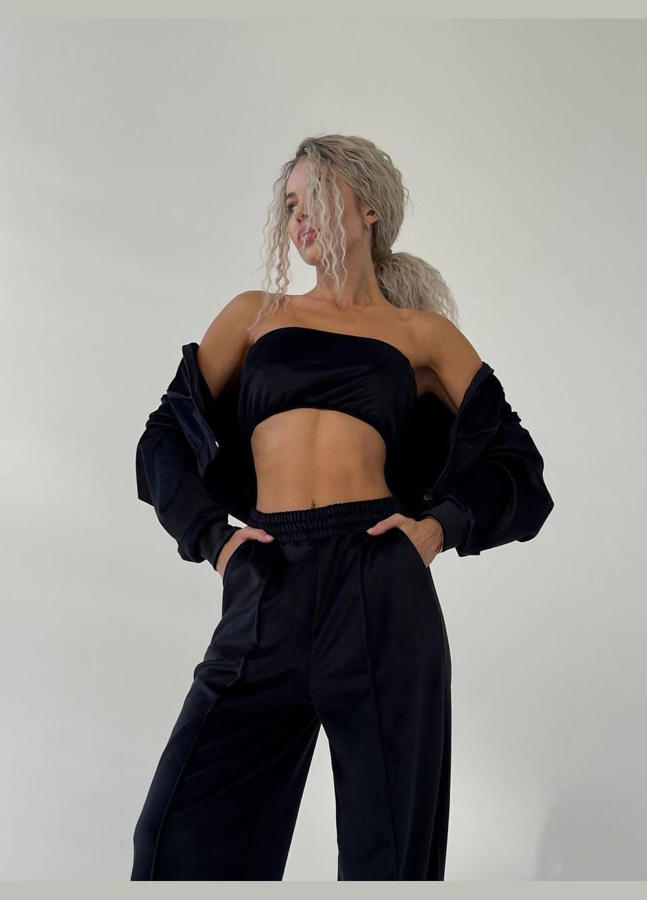 Костюм женский - тройка, состоящий из кофты укроп без капюшона на молнии, брюк и топа JUGO Ruby № 1155 (303775396)