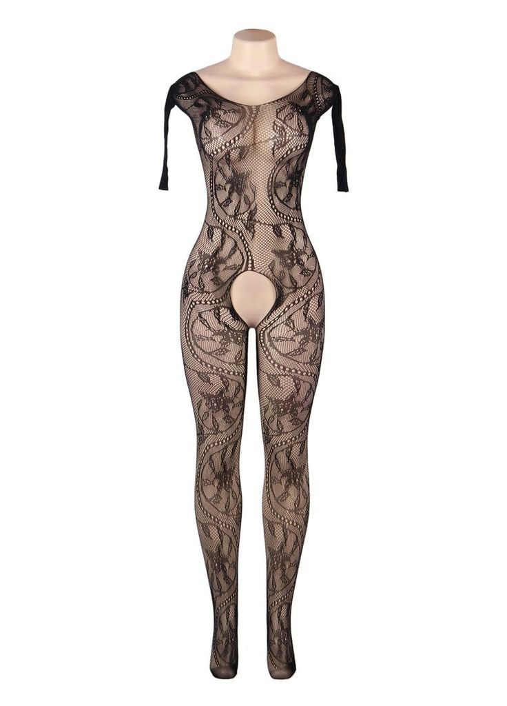 Мереживний комбінезон Star Night з відкритим доступом і квітковим принтом, чорний No Brand (303910572)