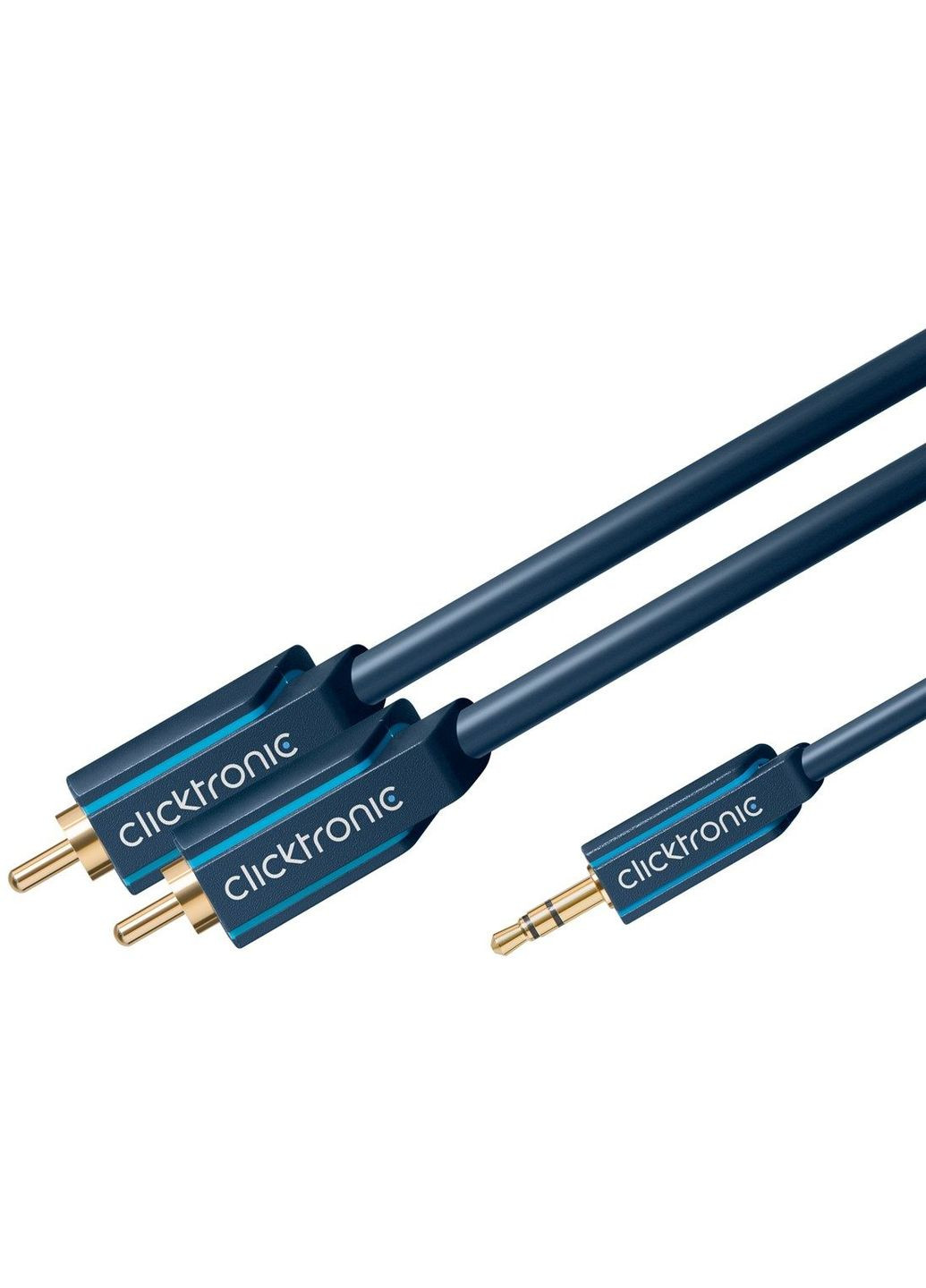 Кабель аудіо адаптер Jack 3.5mm 3pin RCAx2 M/M (тато/тато) 2.0m Casual D=3.9+6.0mm 42xWires ClickTronic (369645696)