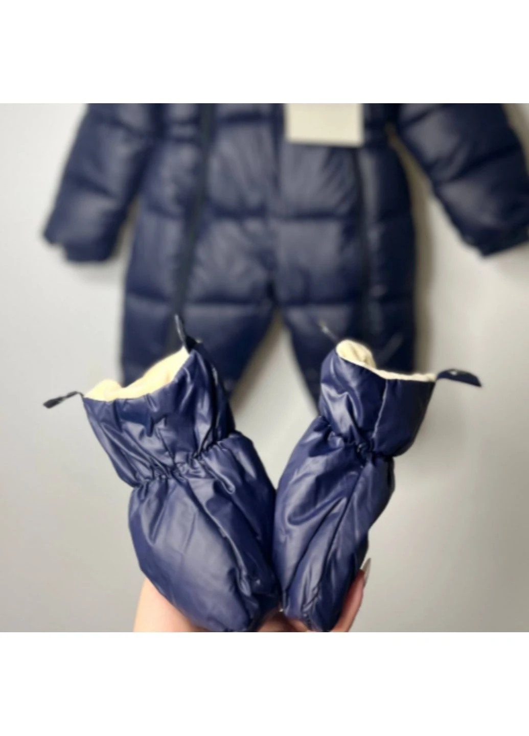 Комбинезон детский цельный Moncler с пинетками, синий 73см No Brand (401916537)
