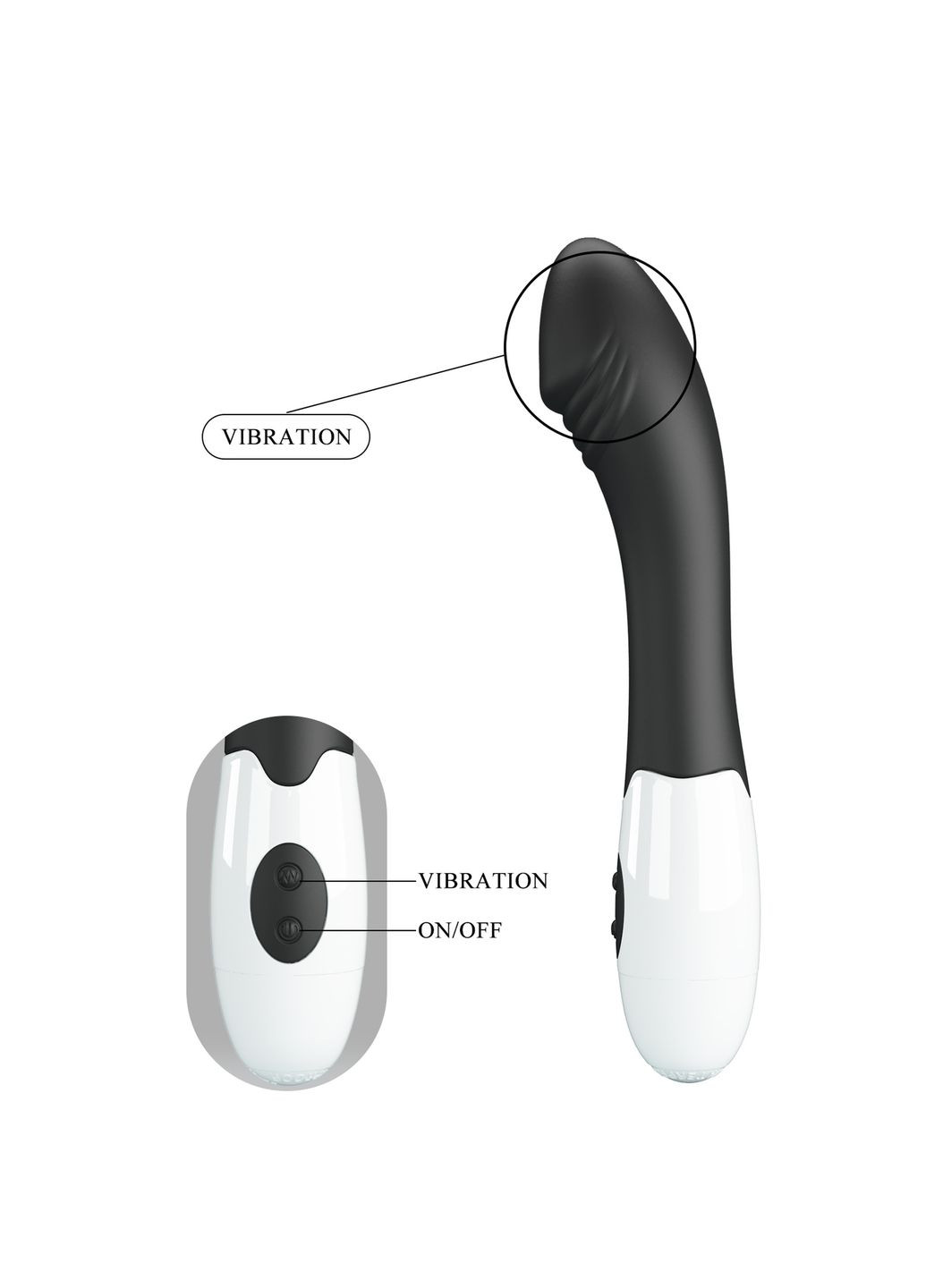 Вибратор для точки G Elemental Vibrator черно-белый, 19 х 3.2 см Pretty Love (361670146)