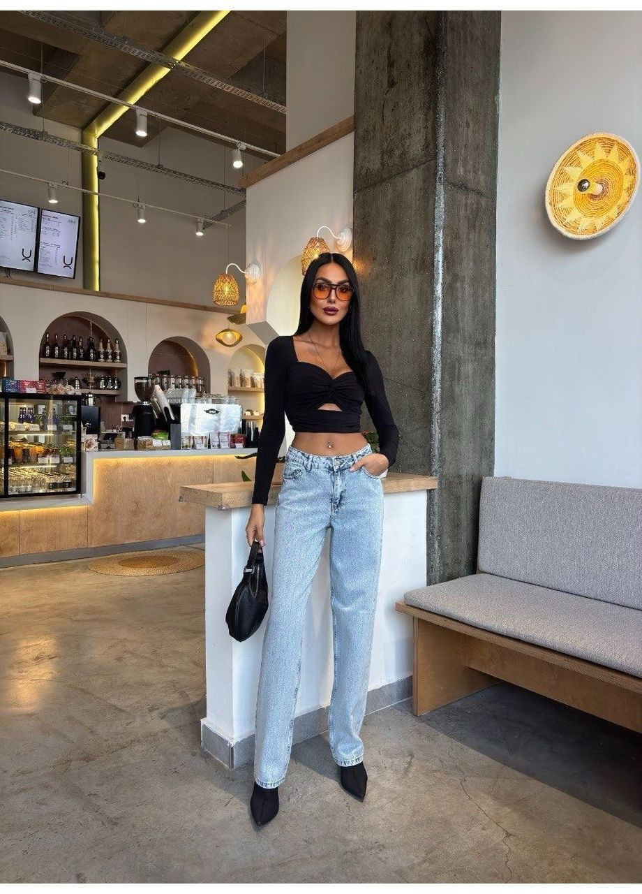 Джинси з кристалами та ефектом варенки Sobe - (370271522)