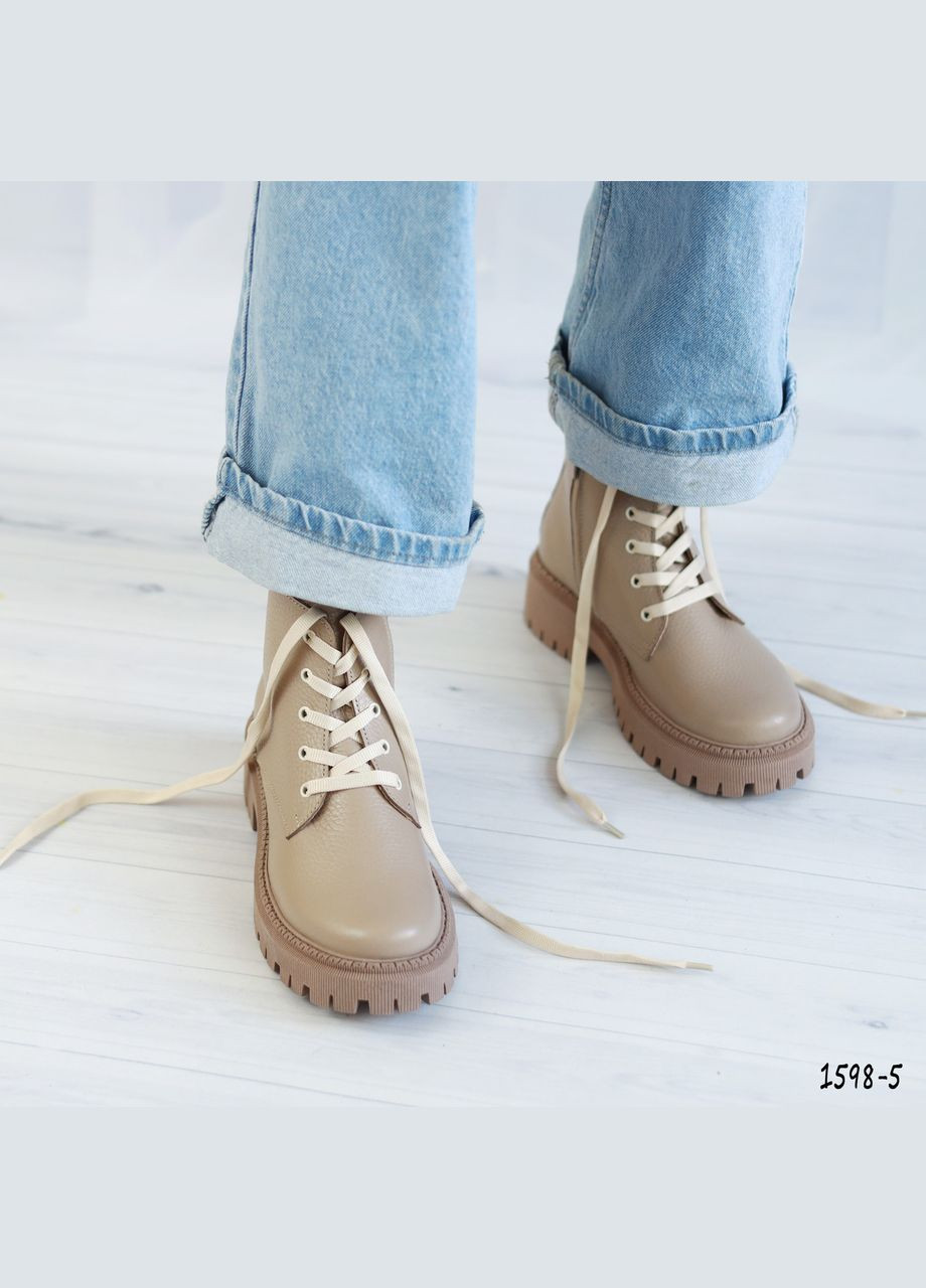 Комбіновані жіночі демісезонні бежеві черевики No Brand