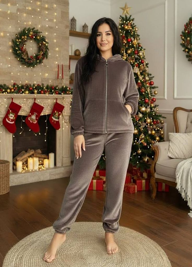 Женский теплый костюм с капюшоном из двусторонней махры Modena (371267600)