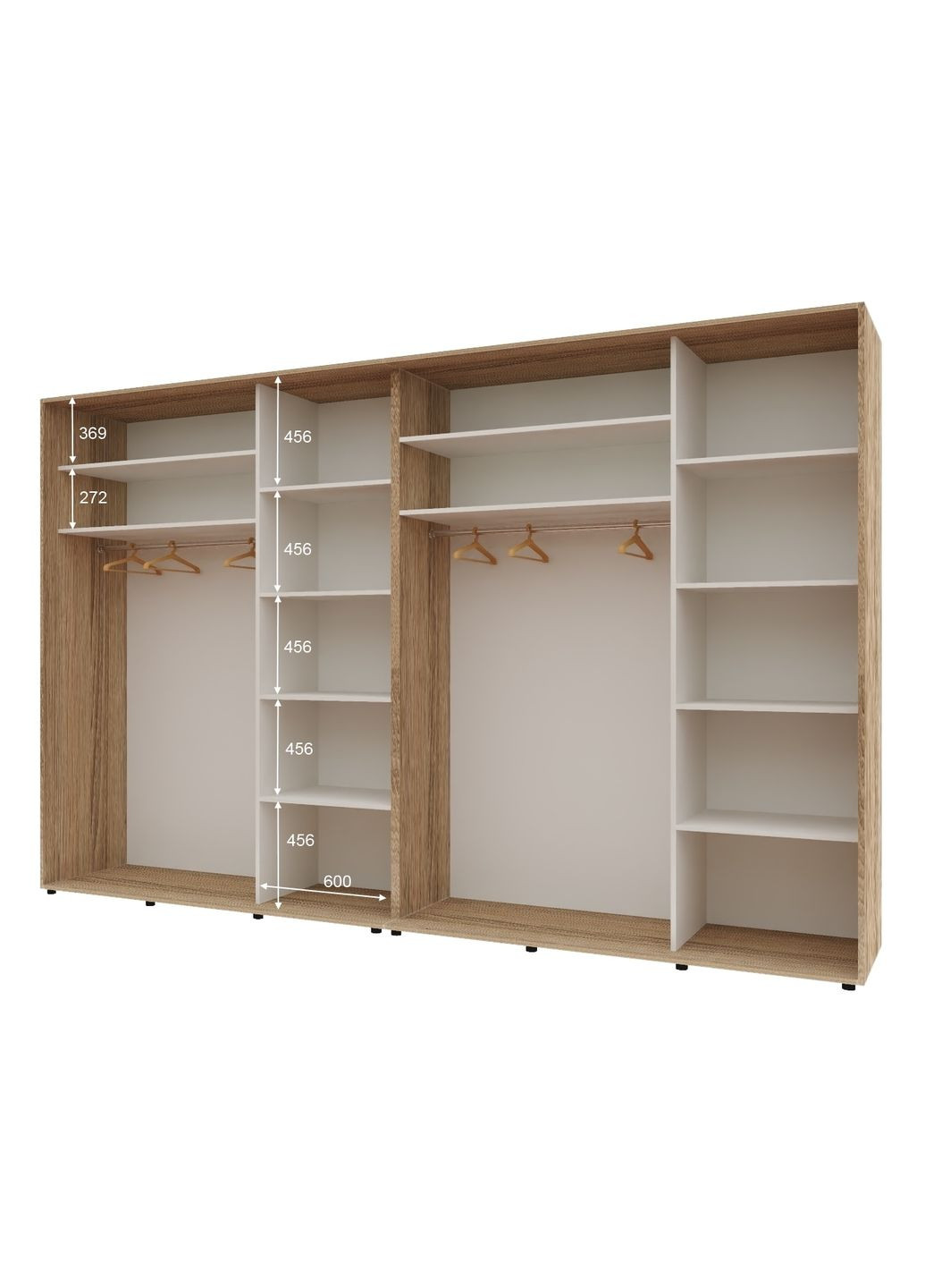 Шкаф-купе четырехдверный Комфорт Мебель 380*60*240 см Натуральный 4 двери ДСП Стандарт Комфорт Меблі (360437557)