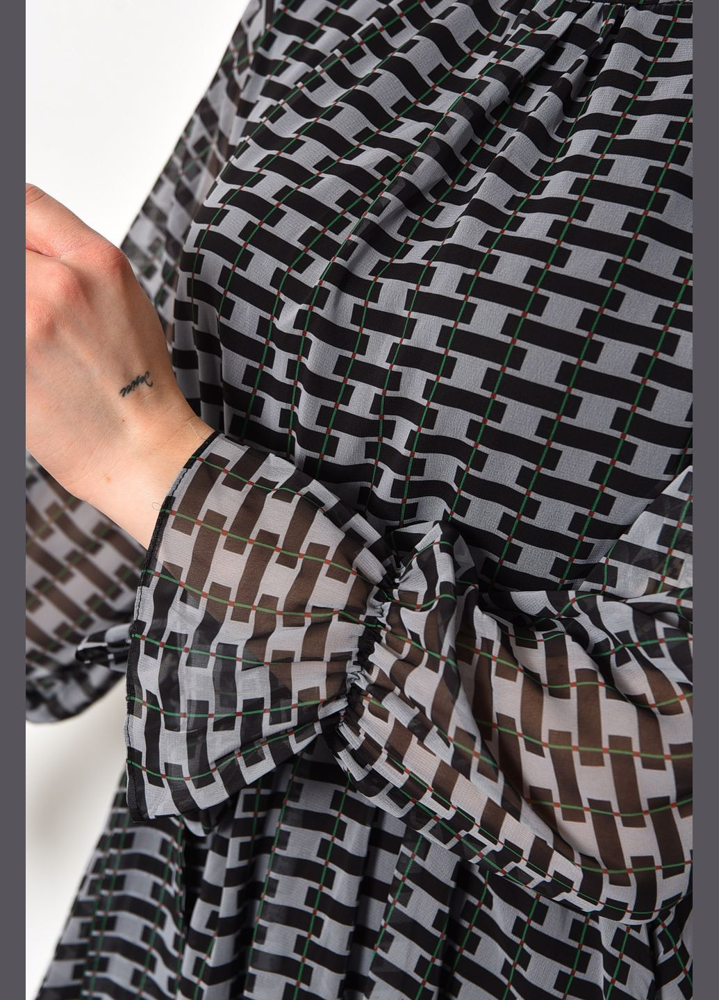 Серое кэжуал платье женское шифоновое серого цвета с принтом баллон Let's Shop с рисунком