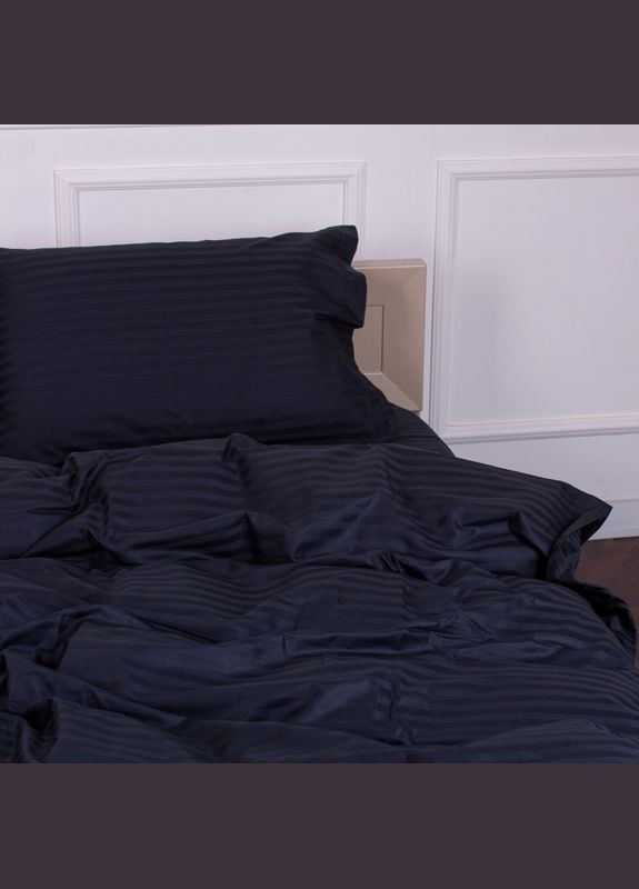 Півтораспальний комплект Постільної Білизни Страйп Сатин Dark Blue 150х220 Vital-Textile SP1.5-13 (331111731)