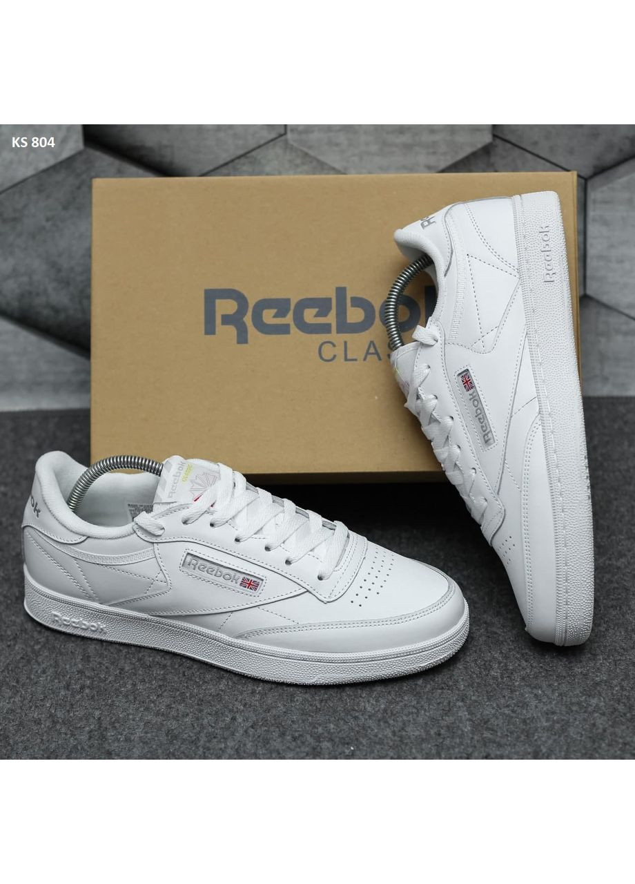 Белые демисезонные кроссовки мужские reebok classic club c white рибок No Brand