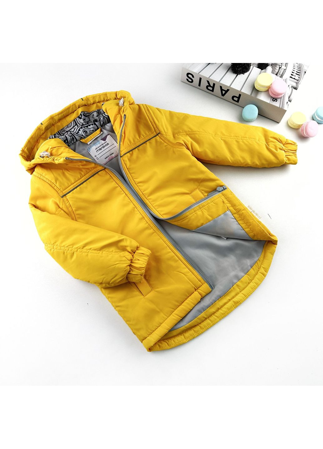 Желтая демисезонная детская деми куртка для мальчика с капюшоном, легкая и теплая (1-jac-ny-sl-dh-46-1-05242) Marakas