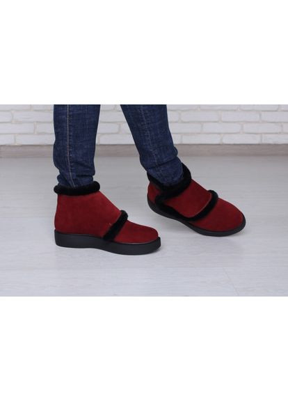 Зимние бордовые замшевые ботинки с опушкой для женщин и девушек зима 36 (051515bop) Vm-Villomi