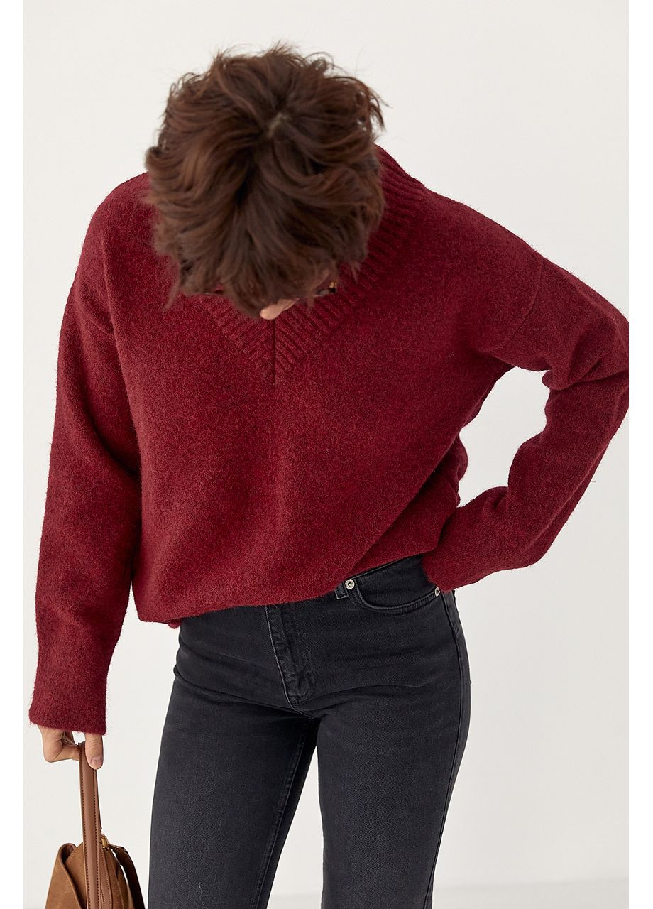 В'язаний однотонний пуловер вільного фасону Lurex (367007637)