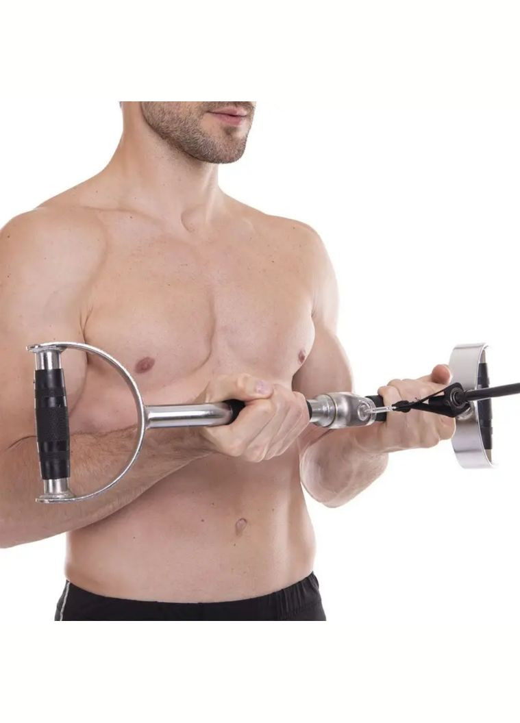 Ручка для верхней тяги 60см с параллельным хватом изогнута с резиновыми рукоятками, хром York Fitness (301865818)