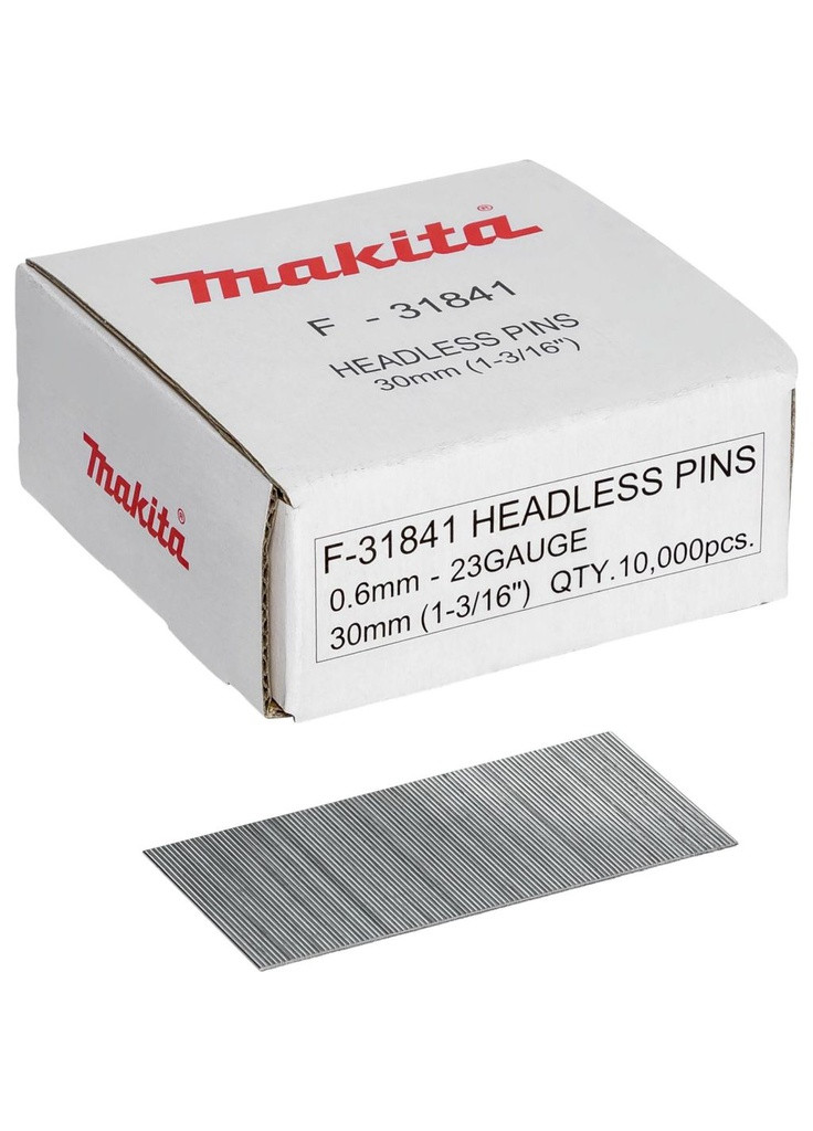 Оздоблювальні цвяхи F31841 (30 мм, 23GA, 10000 шт) без шляпки для DPT351, DPT353 (7948) Makita (263433856)