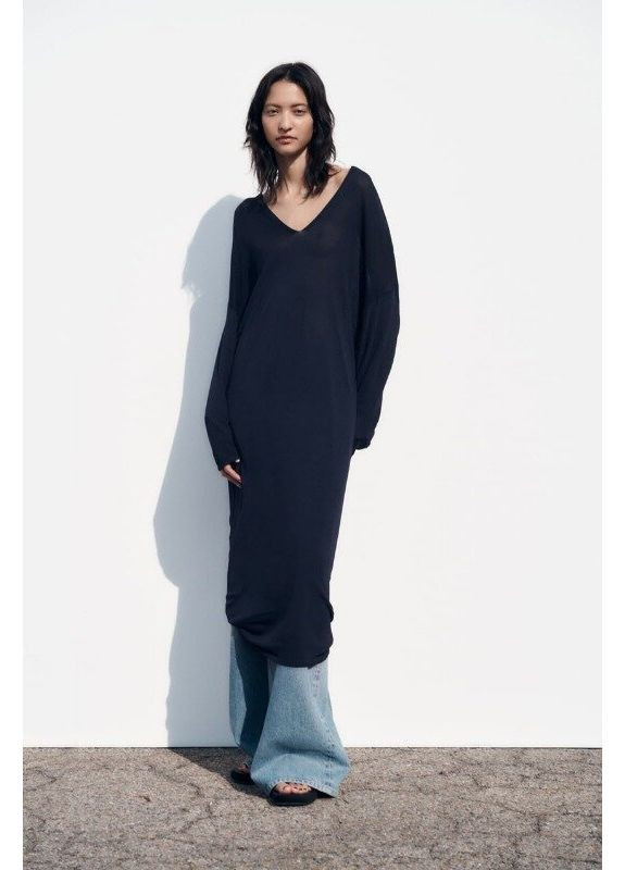 Темно-синя сукня міді 2142/026 Zara