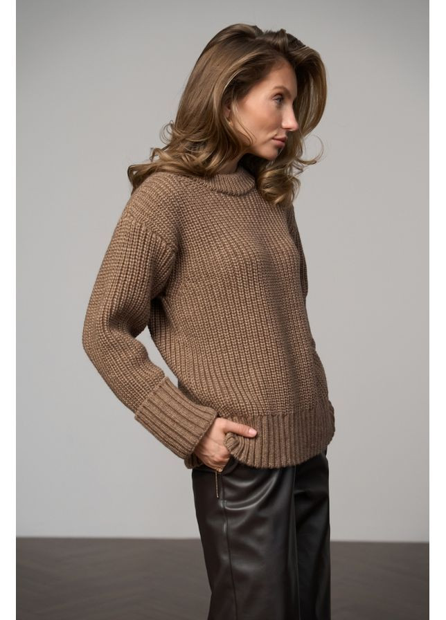 Темно-бежевий светр з хомутом 2843 димок Triko Bakh