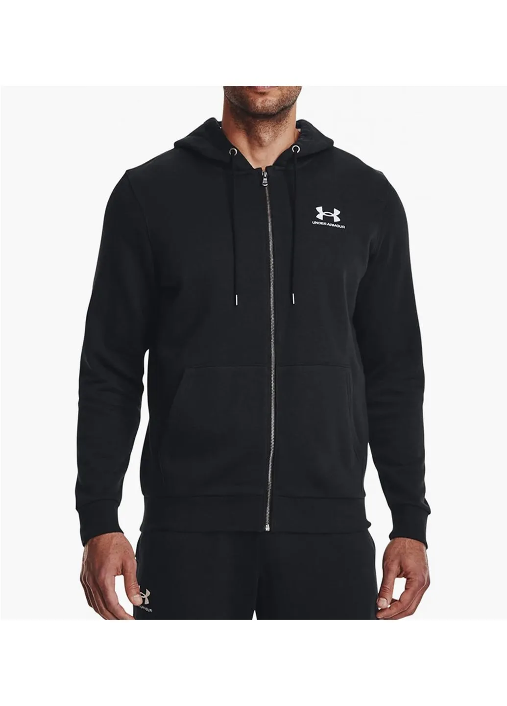 Кофта чоловіча Essential Fleece Fz Hood-Blk Black (1373881-001) Under Armour (371383574)