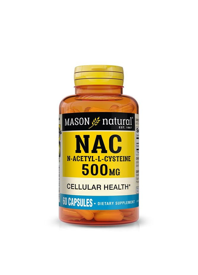 NAC N-ацетил L-цистеїн, 500 мг, N-Acetyl L-Cysteine,, 60 капсул Mason Natural (315145927)
