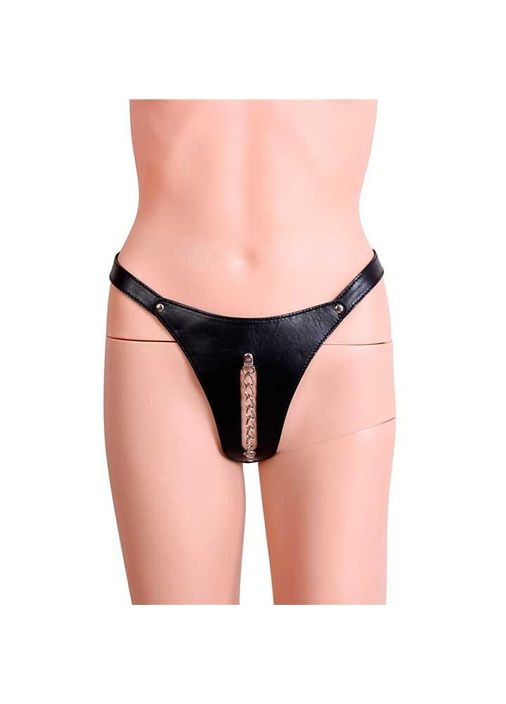 БДСМ трусики-стринги женские с прорезью и цепочкой размер S/M/L черного цвета для Садо мазо China (360603613)