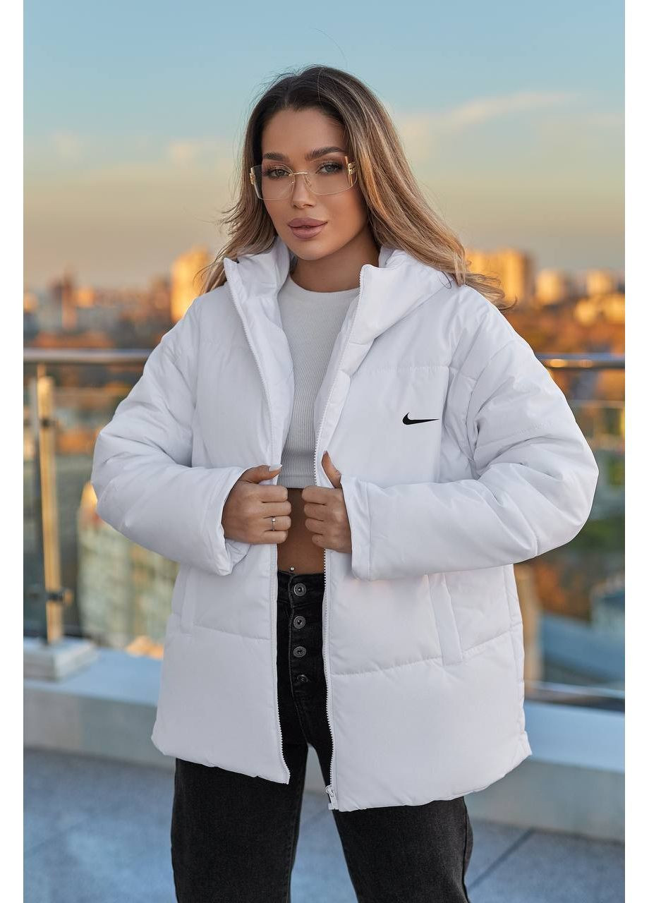 Белая зимняя куртка женская Гермес