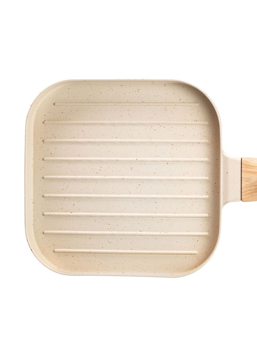Сковорода гриль квадратная 18×18 см рифленая с гранитным покрытием бежевая Jooki (358705476)