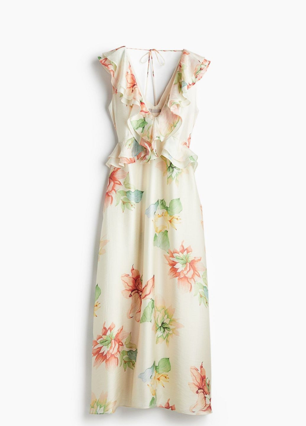 Молочное праздничный платье H&M с цветочным принтом