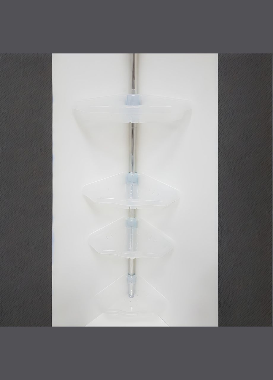 Кутова полиця, 4-х ярусна, телескопічна алюмінієва трубка, прозорі полиці (N17-16) Prima Nova (316260041)