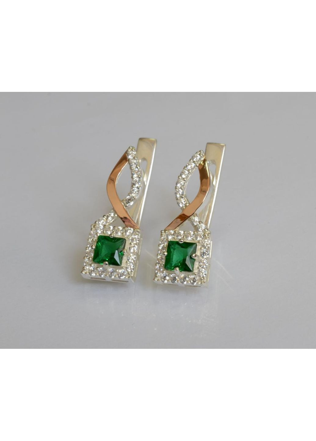 Срібні сережки з золотими пластинами Silver Style (367112608)