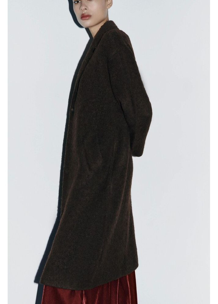 Коричневое демисезонное Трикотажное пальто оверсайз 2756/111 Zara