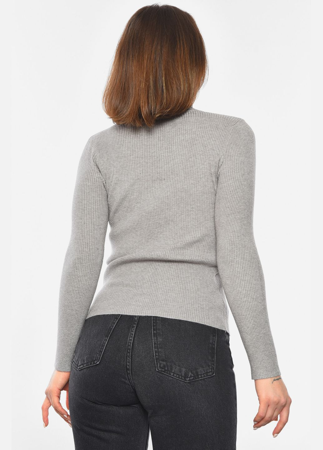 Гольф жіночий однотонний сірого кольору Let's Shop (305843589)