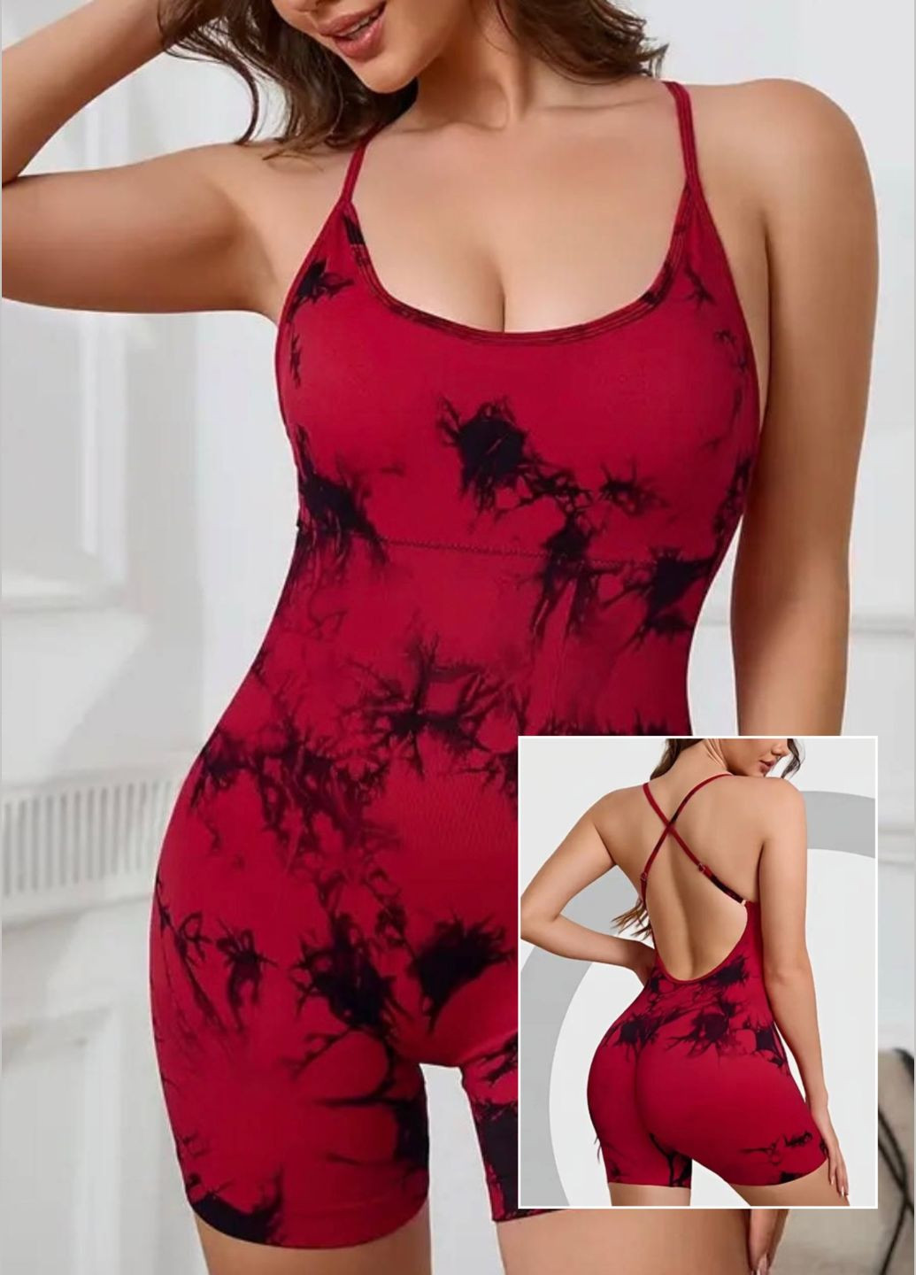 Женский спортивный комбинезон для фитнеса и зала No Brand красный