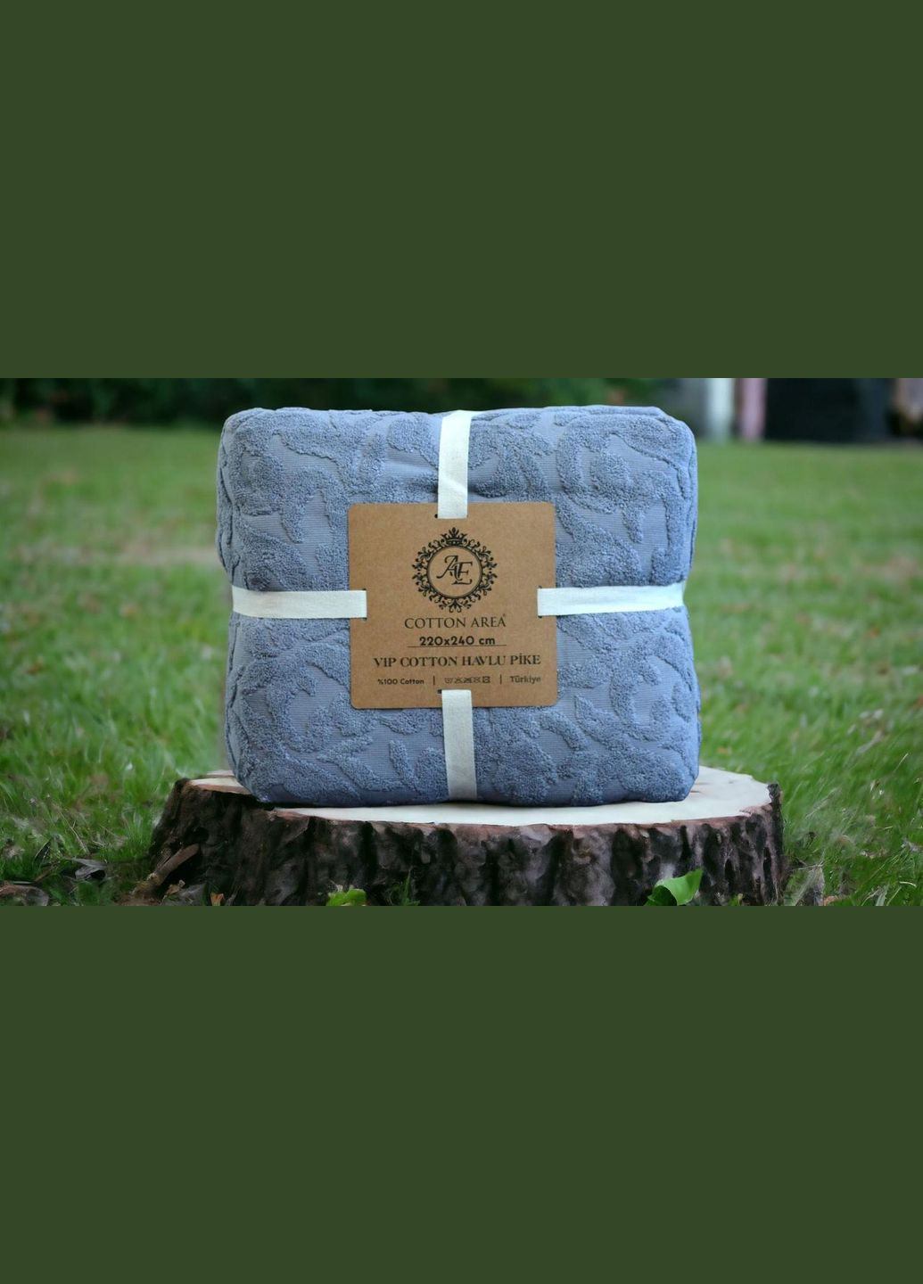 Махровое покрывало Cotton Area 220 х 240 см Серое AE (366423252)