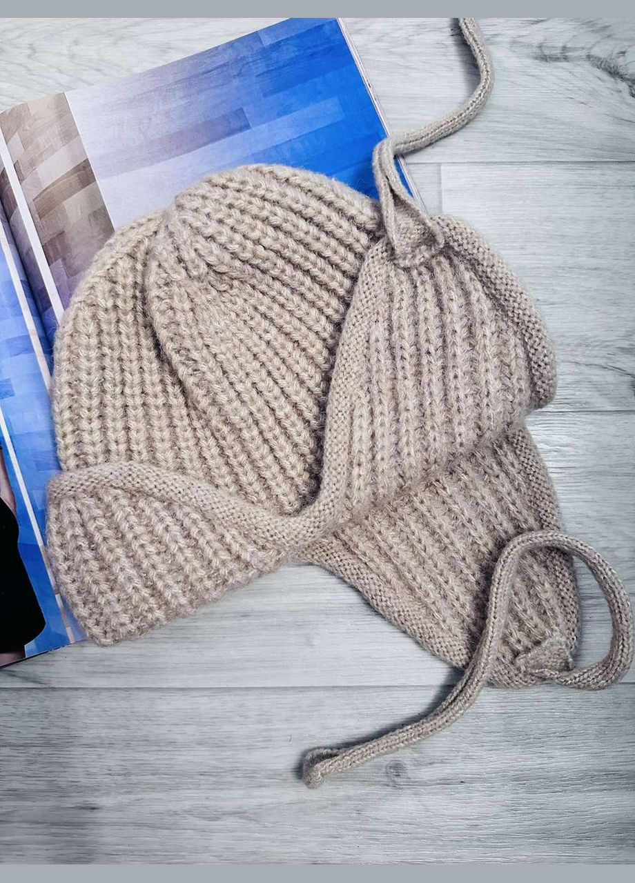 Шапка-вушанка в'язана One Size 55-58 Білий (5004) No Brand (358052726)