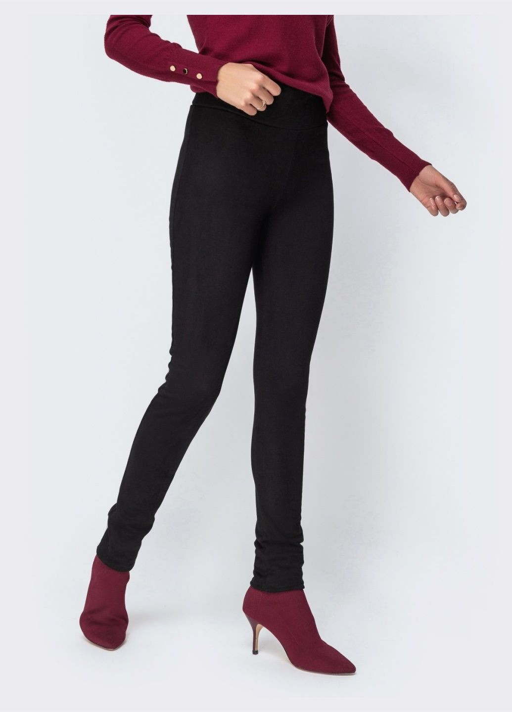 чёрные лосины из замши с завышенной талией Dressa (307372658)