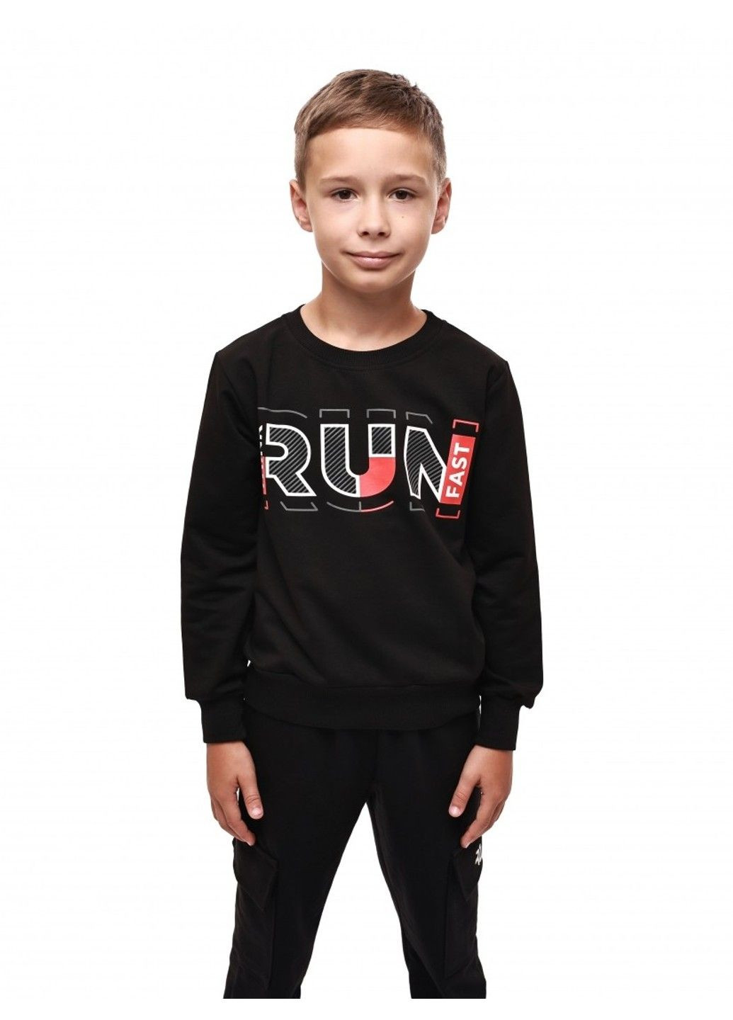 No Brand свитшот для мальчика подростка черный трикотаж