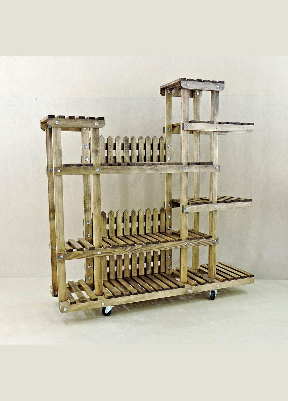 Подставка для цветов из дерева Бемао с колёсиками капучино (ЦВТ-110409) No Brand (328227570)