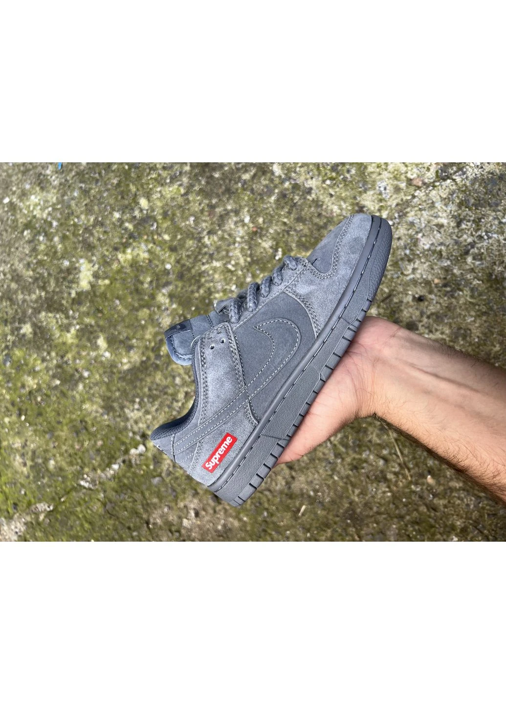 Серые летние кроссовки nike dunk grey supreme найк данк No Brand