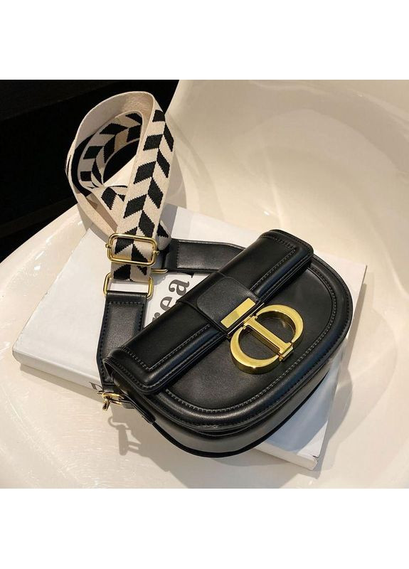 Якісна маленька жіноча сумка крос-боді, Крістіан Діор сумка сідло чорного кольору з грубим ремінцем No Brand (362588066)