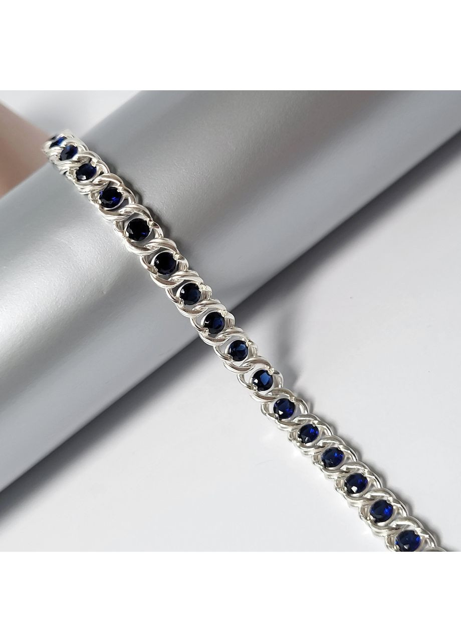 Серебряный браслет Арабский Бисмарк с Синими камнями 17 - 21 см серебро 925 пробы 7003 син 8.22г Nobrand (369612478)