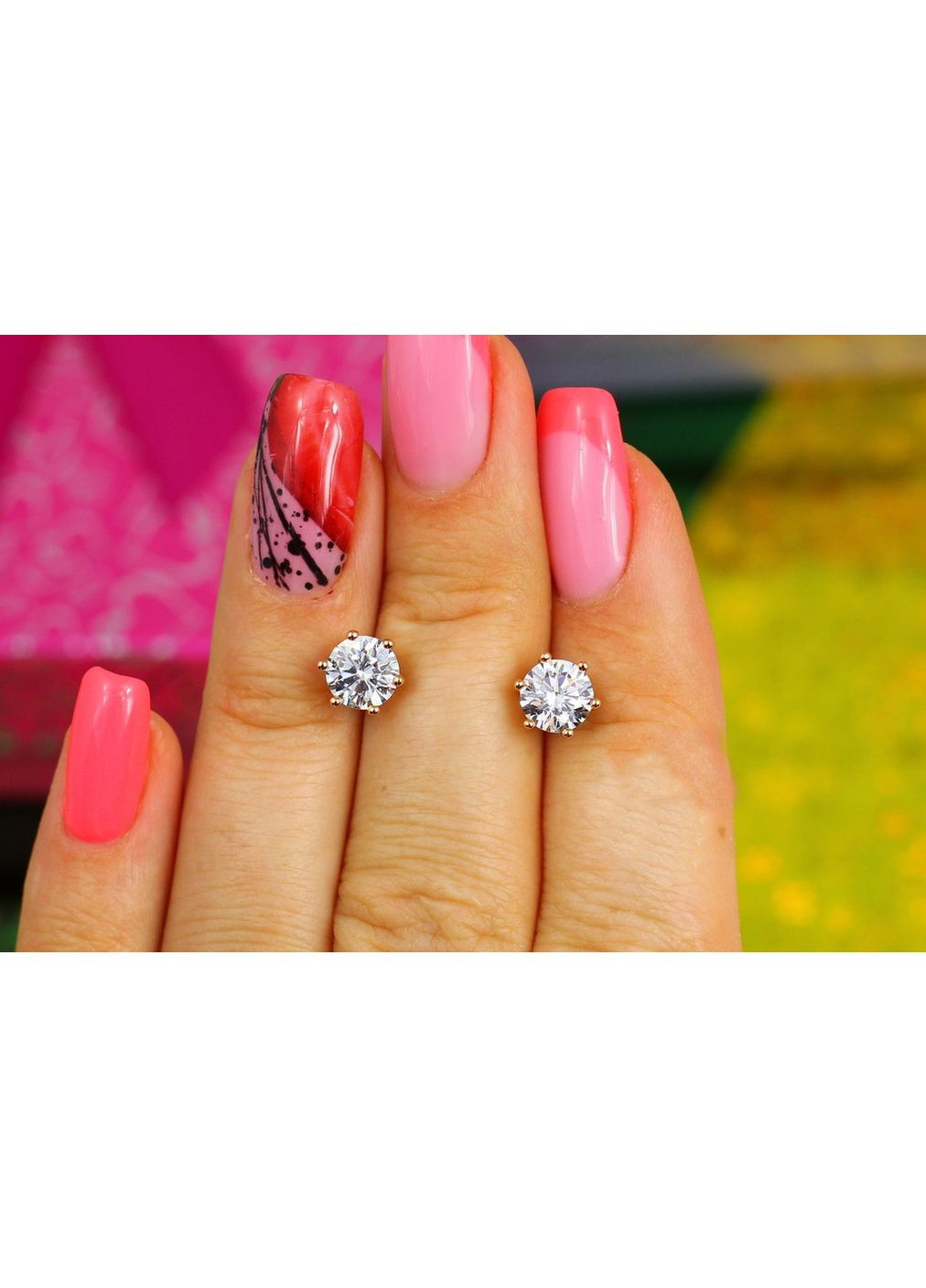 Сережки гвоздики з каменем на шість кріплень 6 мм золотисті love-shopping Xuping Jewelry (355799154)