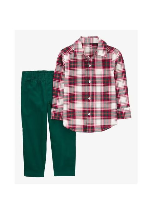 Червоний демісезонний костюм сорочка в клітинку і штани carters з сорочкою No Brand